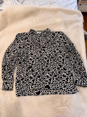 Zadig & Voltaire Black and White Heart Print Top